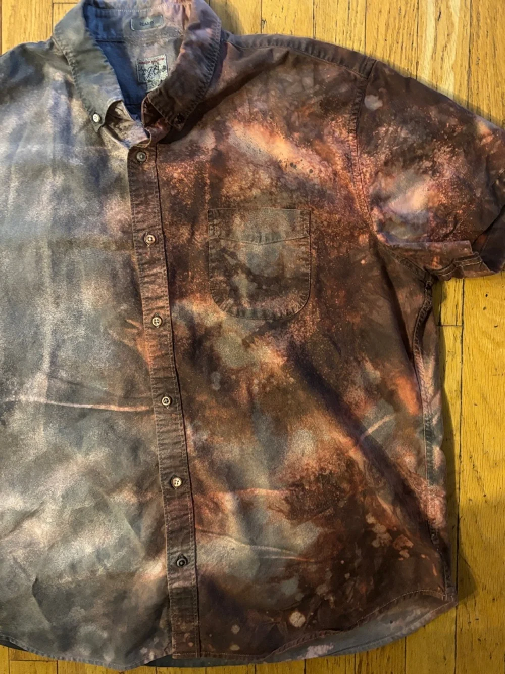 J. Crew Custom Reverse Tie-Dye Short-Sleeve Button-Down Shirt - X Large